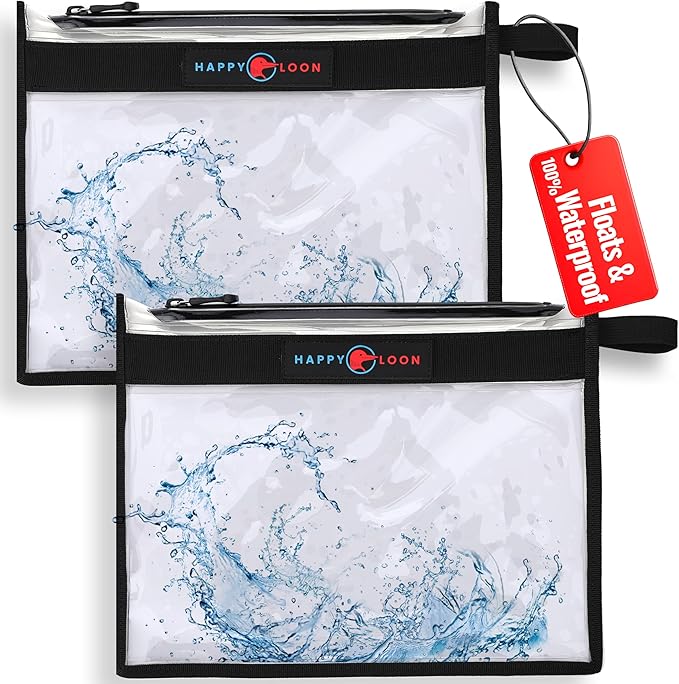 Happy Loon Floatig Waterproof Fishing Tackle Bag Set - 2 Large, 100% Submersible Dry Bags, Floats with phone & bait- Scub...