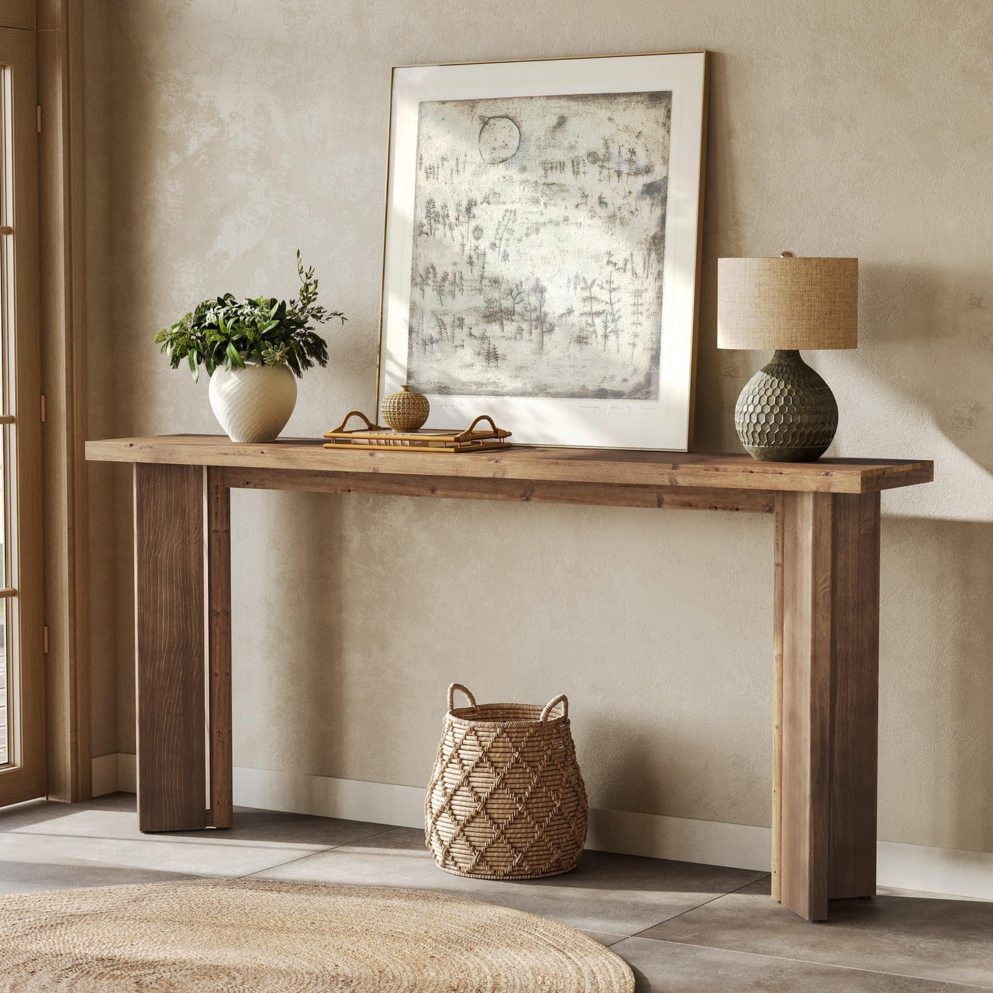 Solid Wood Console Table, 70.9-Inch Narrow Long Sofa Table Behind Couch, Farmhouse Entryway Table for Living Room, Hallway, Foyer