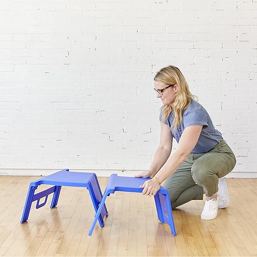 ECR4Kids Linking Stool Set, Flexible Seating, Blue, 4-Piece