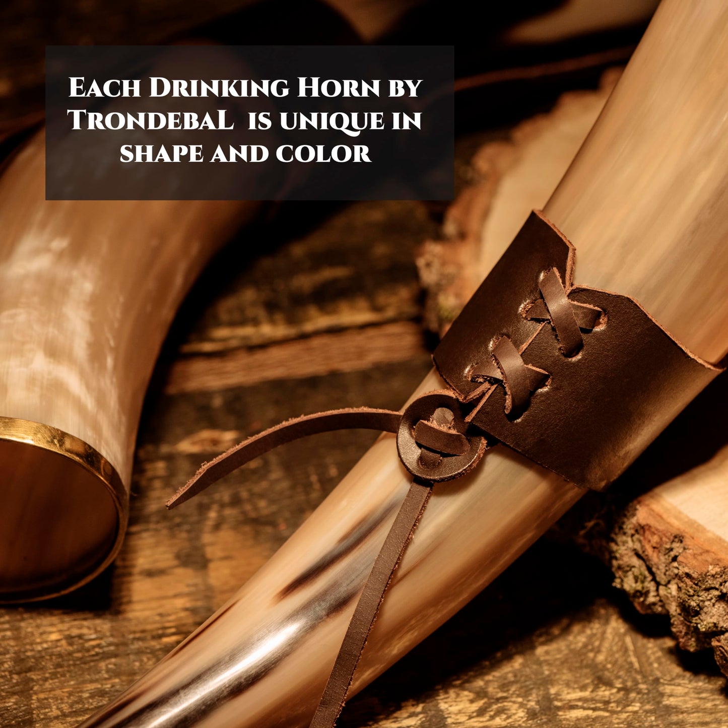 Trondebal Viking Drinking Horn 15-20 oz with Metal Stand | Hand-Crafted Ox Horn Cup for Mead, Ale, Beer | Medieval Norse Gift & Home Bar Décor, Food-Safe Lacque Unique Beer Gift for Men and Women