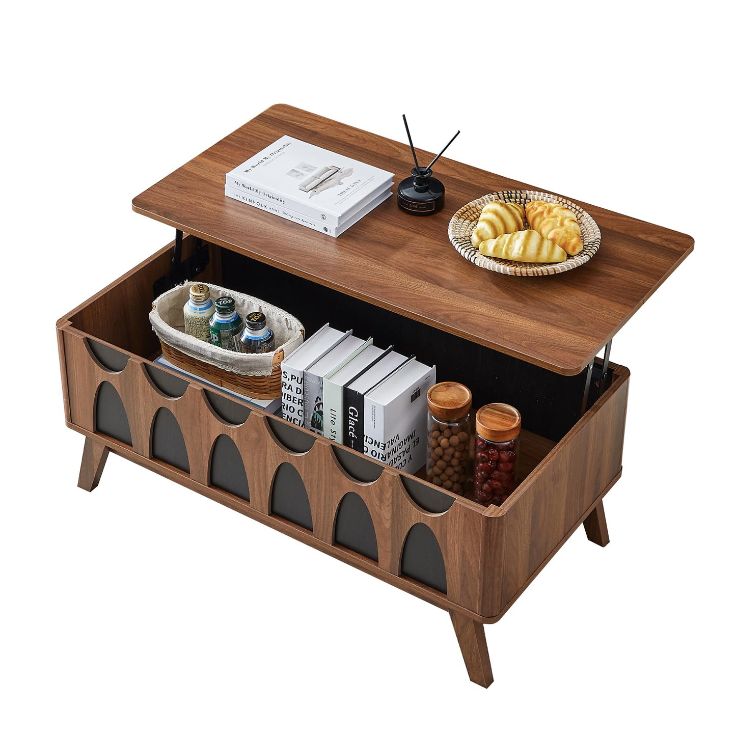 Caspellaire Lift Top Coffee Table with Storage,39” Modern Coffee Table with Lifting Tabletop and Hidden Storage,Wood Center Table for Living Room,Home Office