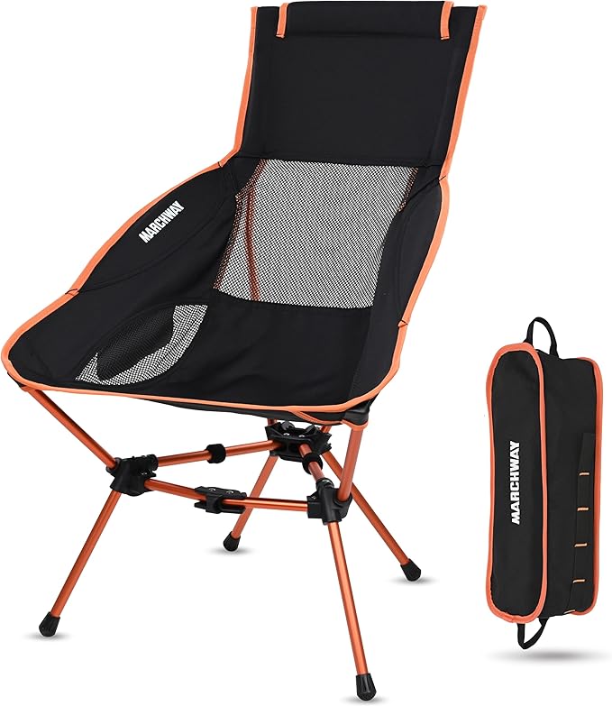MARCHWAY Lightweight Folding High Back Camping Chair with Head Support, Stable Portable Compact for Outdoor Camp, Travel, ...