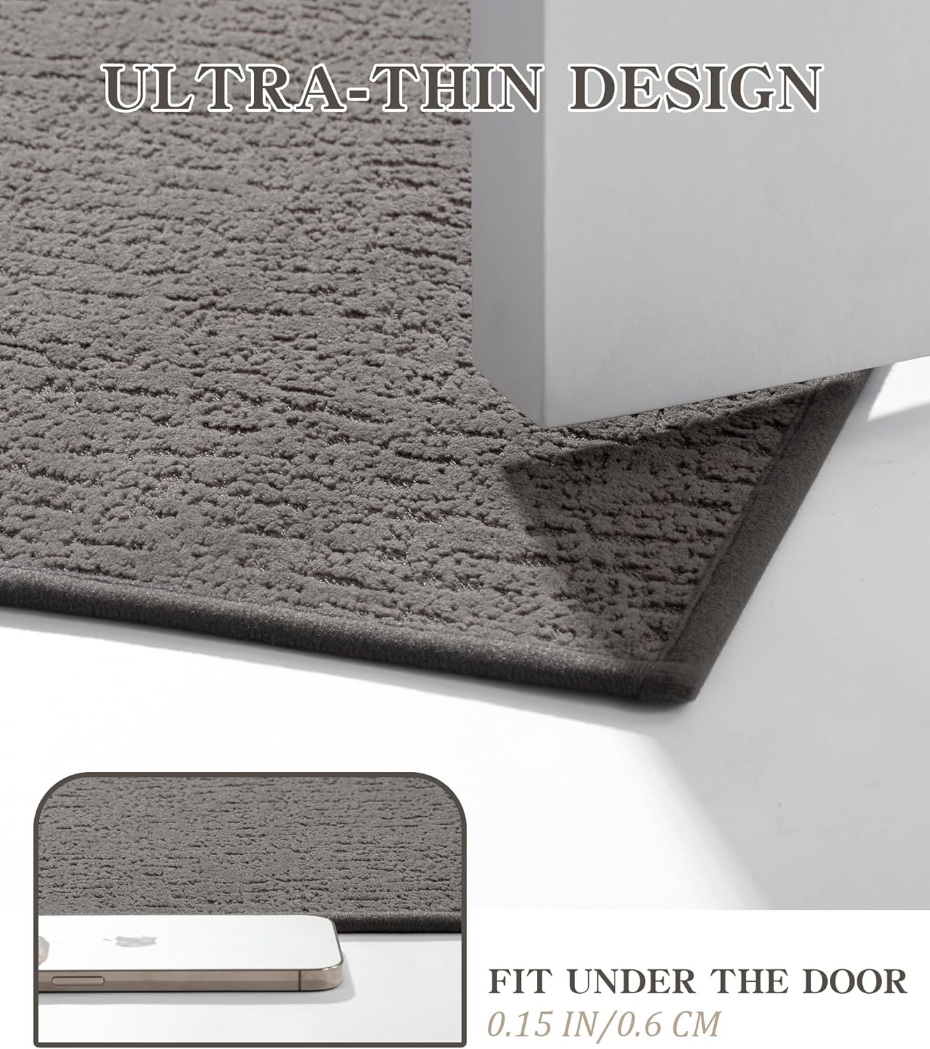 chakme Bathroom Rugs Mat 24x17, Ultra Thin Non Slip Bath Mat Small Quick Dry Absorbent Bath Mat for Bathroom Floor, (Grey, 24"x17")
