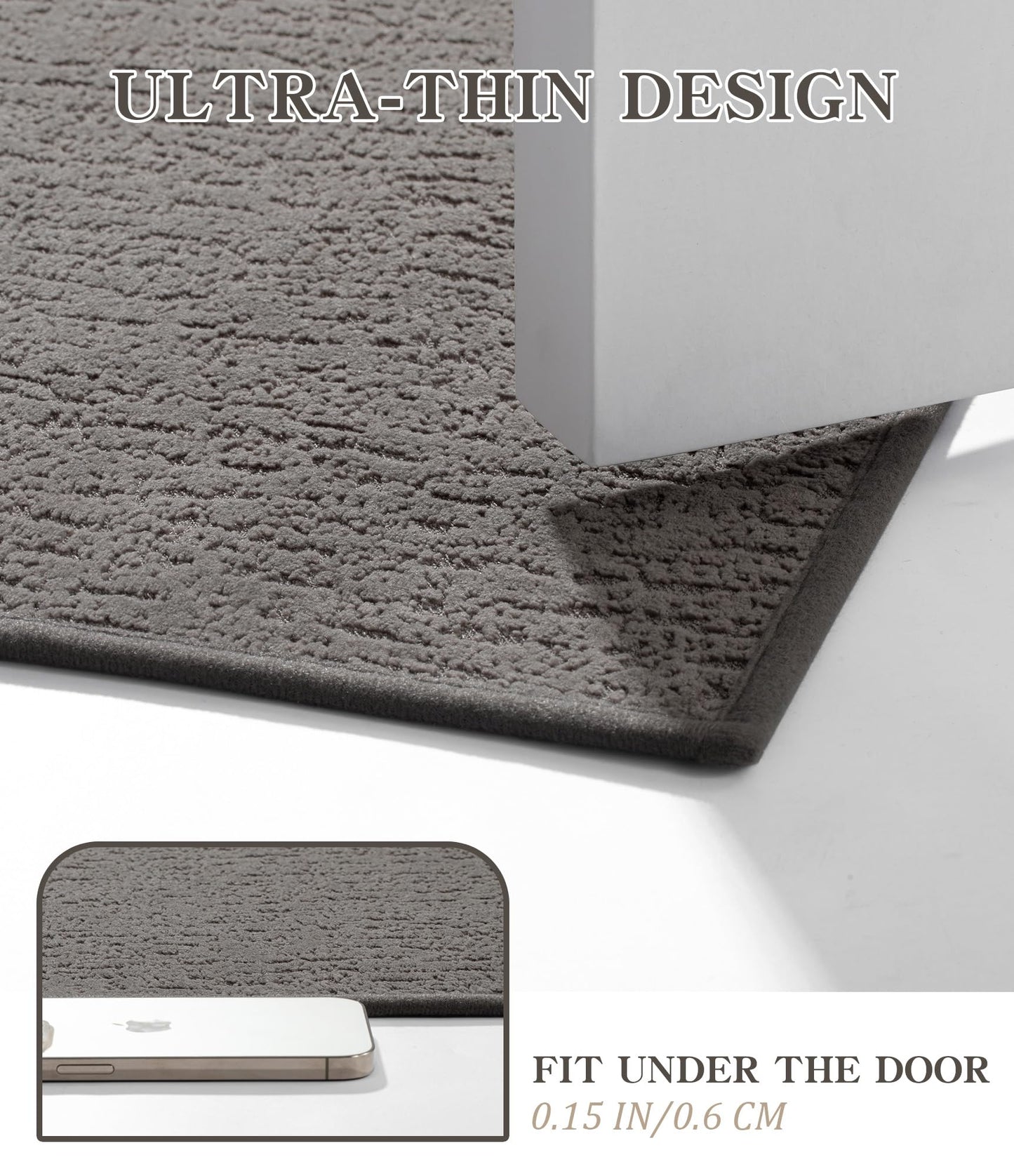 chakme Bathroom Rugs Mat 24x17, Ultra Thin Non Slip Bath Mat Small Quick Dry Absorbent Bath Mat for Bathroom Floor, (Grey, 24"x17")