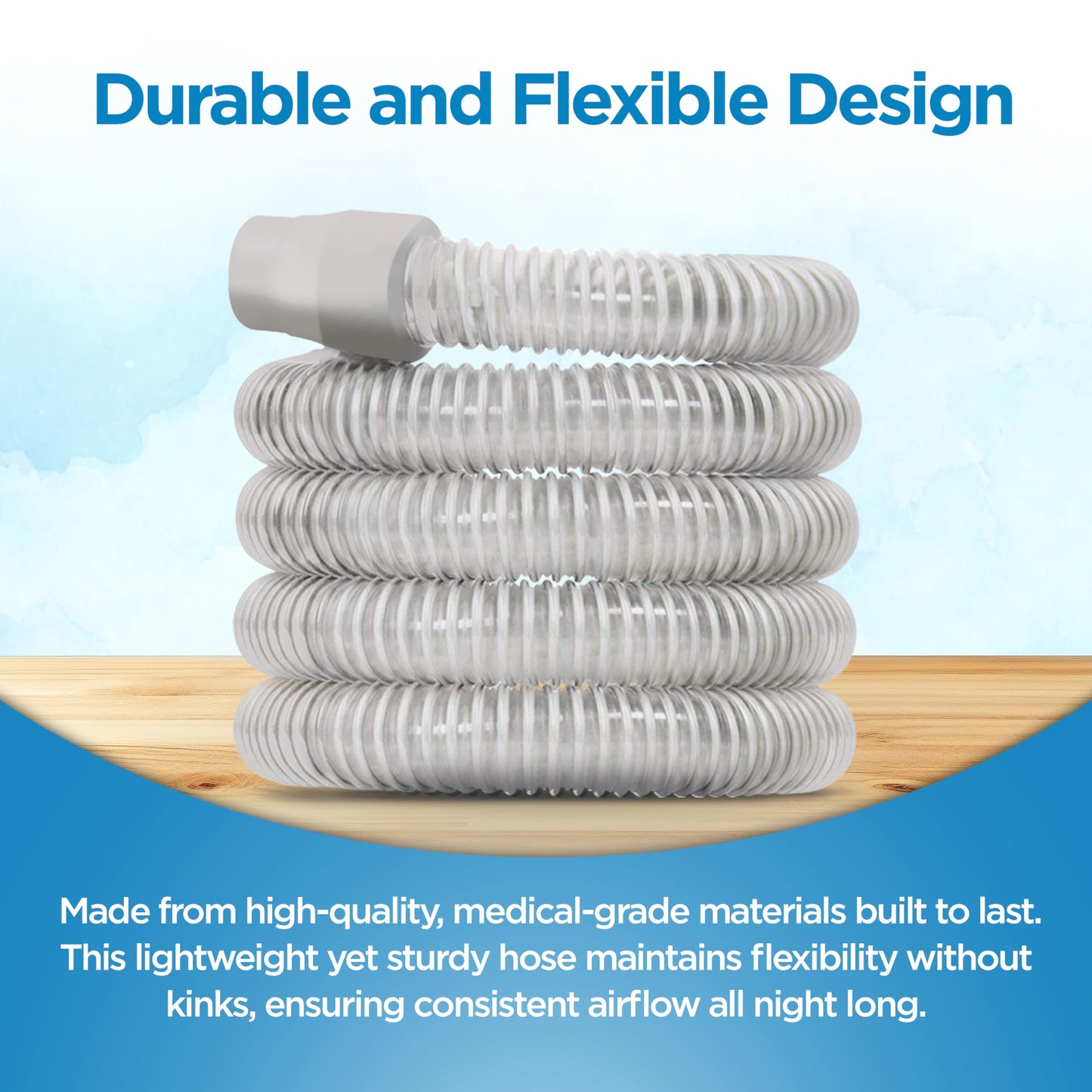 resplabs Universal Standard CPAP Tubing 6 Foot Replacement Hose Compatible with Most CPAP Machines Standard Diameter Flexible CPAP Tube