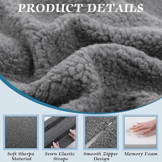 Queekay Health Large Half Moon Bolster Pillow for Legs, Knees, Lower Back and Head, Lumbar Support Pillow for Bed Sleeping Semi Roll for Ankle and Foot Comfort Washable Cover (Grey)