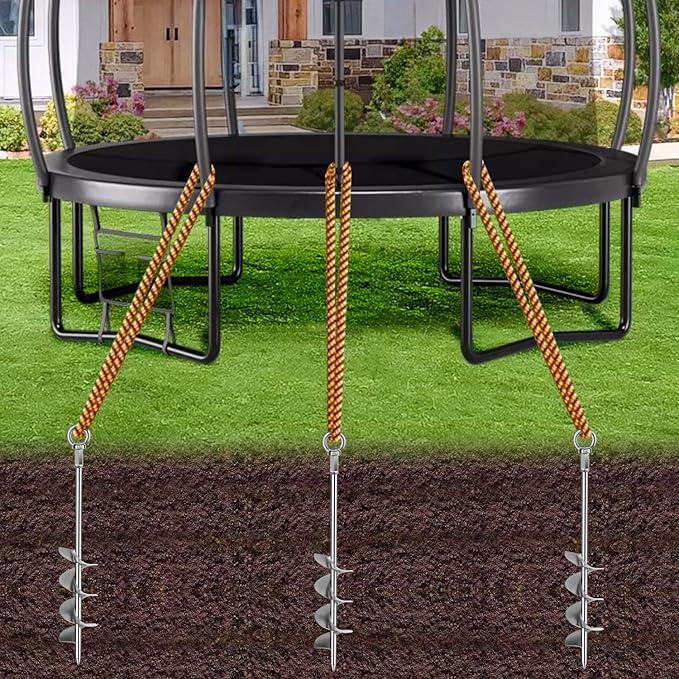 Tyalez 30 inch Ground Anchor Heavy Duty Earth Anchors Set Screw in for Mobile Home, Swing, Tent Trampoline Anchors Wind Resistant Tree Stakes and Supports with Drill Socket, 4 Pack