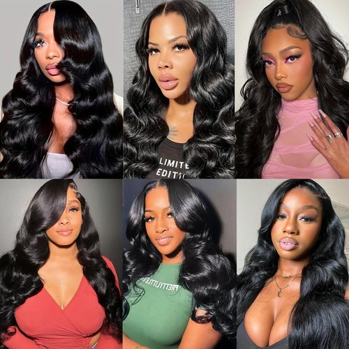 Body Wave Bundles Human Hair 20 22 24 Inch Human Hair Bundle 100% Unprocessed Brazilian Virgin Hair 3 Bundles Human Hair Extensions for Black Women Natural Color
