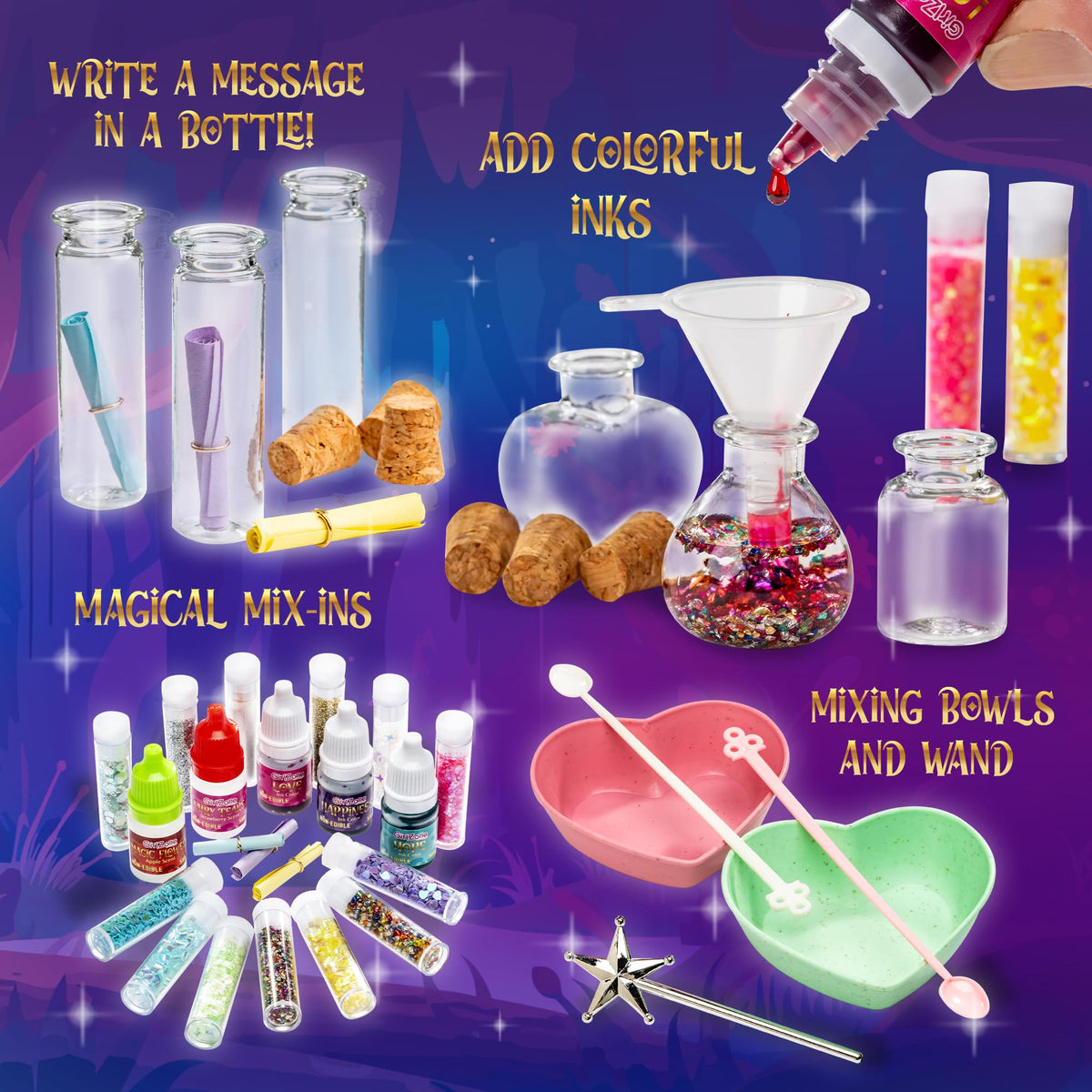 GirlZone Fairy Potions Wishing Craft Set - Kids Potion Making Kit with 50 Pieces to Create Fairy Potion Fun Crafts for Girls 8-12 - Gift for Kids