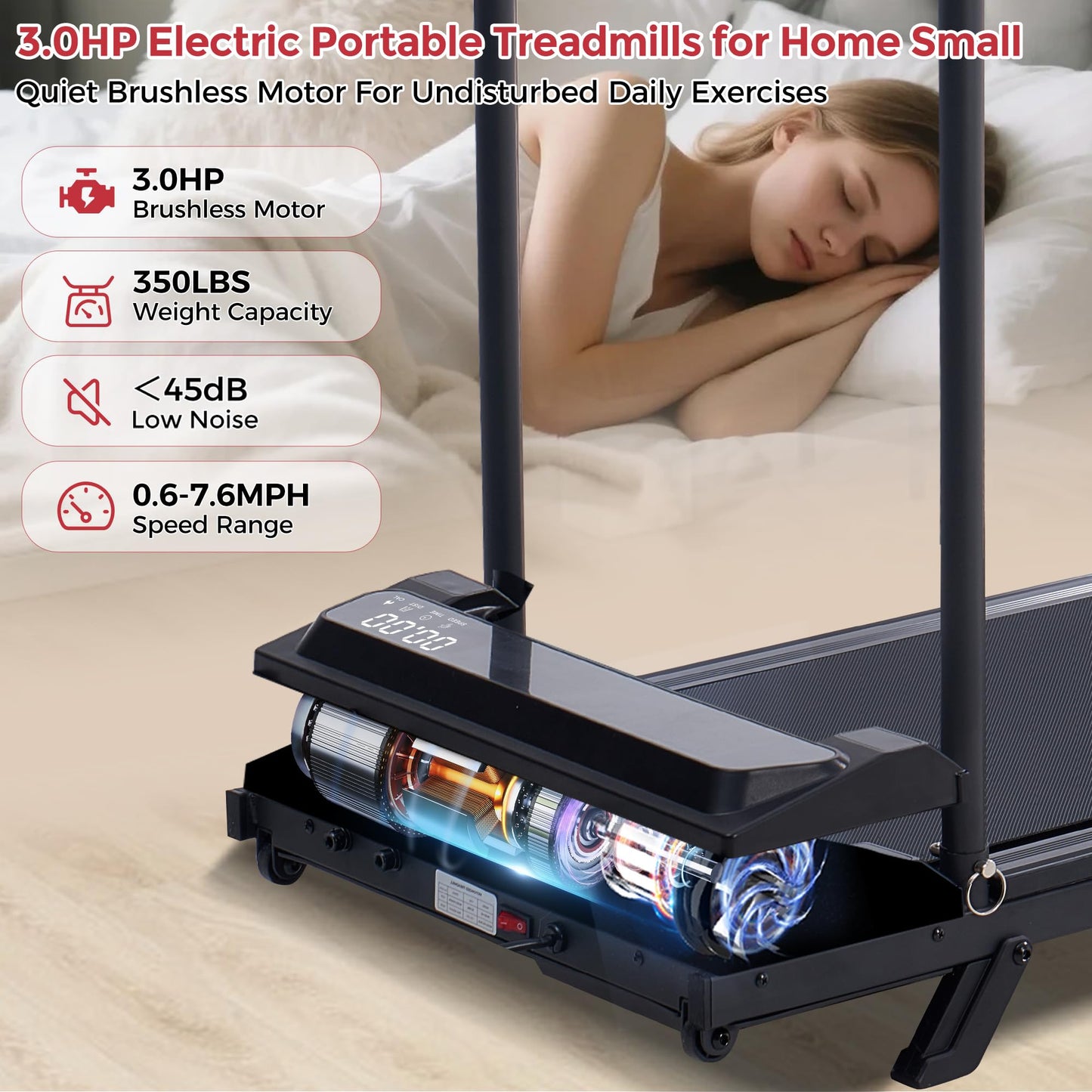 MCRG Walking Pad Treadmill with Incline, 2026 Upgrade Portable Walking pad Treadmill with Handle Bar, 0.6-7.6MPH Small Treadmills Walking Pad for Home Small, 3.5HP, 350LBS