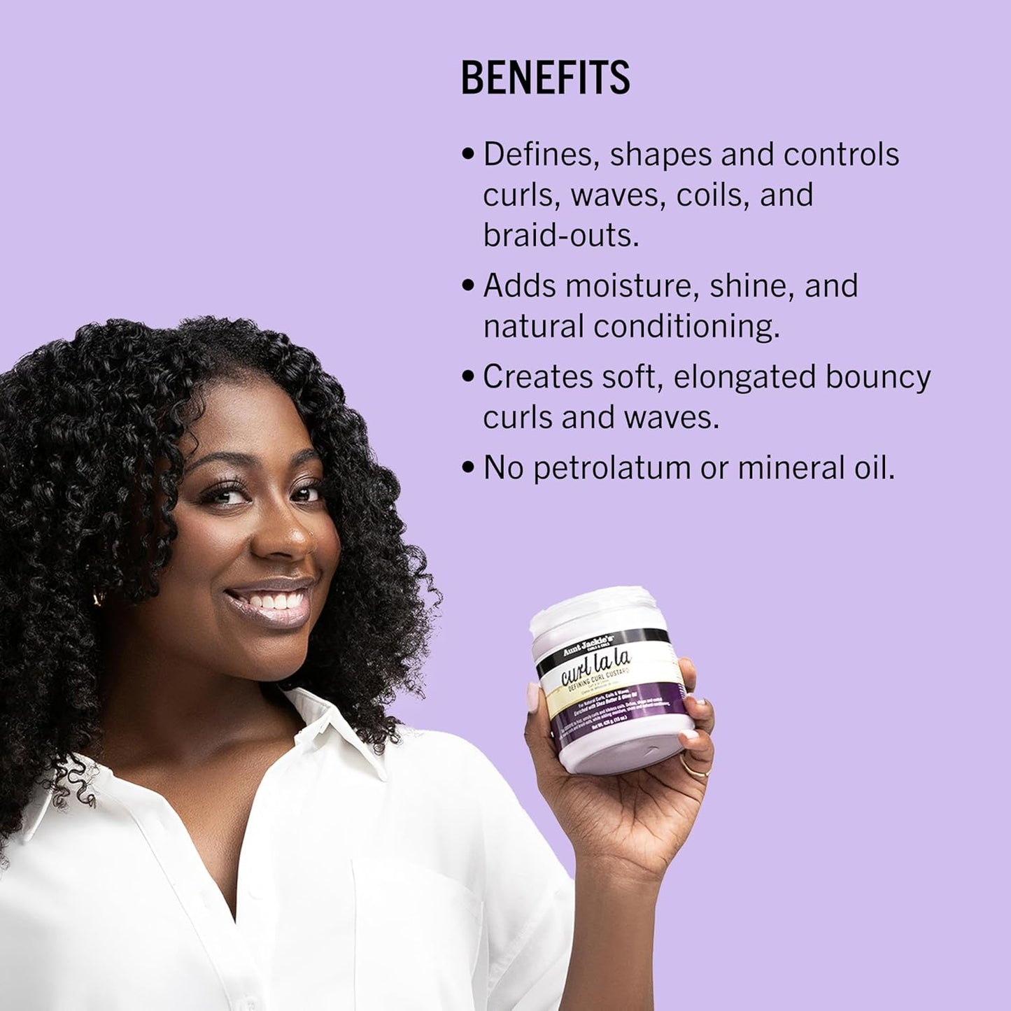 Aunt Jackie's Curl La La, Lightweight Curl Defining Custard, Enriched with Shea Butter & Olive Oil, Basic, 15 Ounce