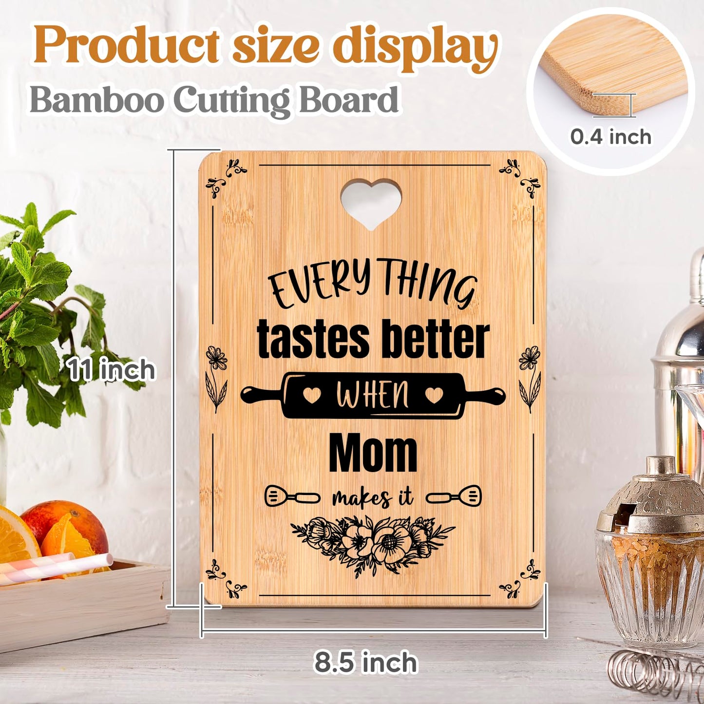 Mom Birthday Gifts, Birthday Gifts for Mom on Her Birthday - Engraved Bamboo Cutting Board - Mom Gifts from Daughters Son, Mothers Day Gifts for Mom