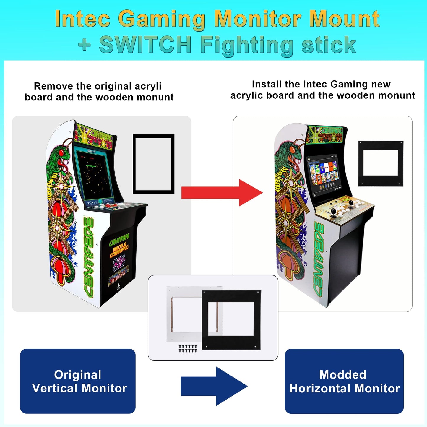 Switch Fighting Stick for Arcade1Up Cabinet, Play Your Switch Arcade Stick on The Cabinet, Modded Switch Joysticks Specially Designed for Arcade1Up