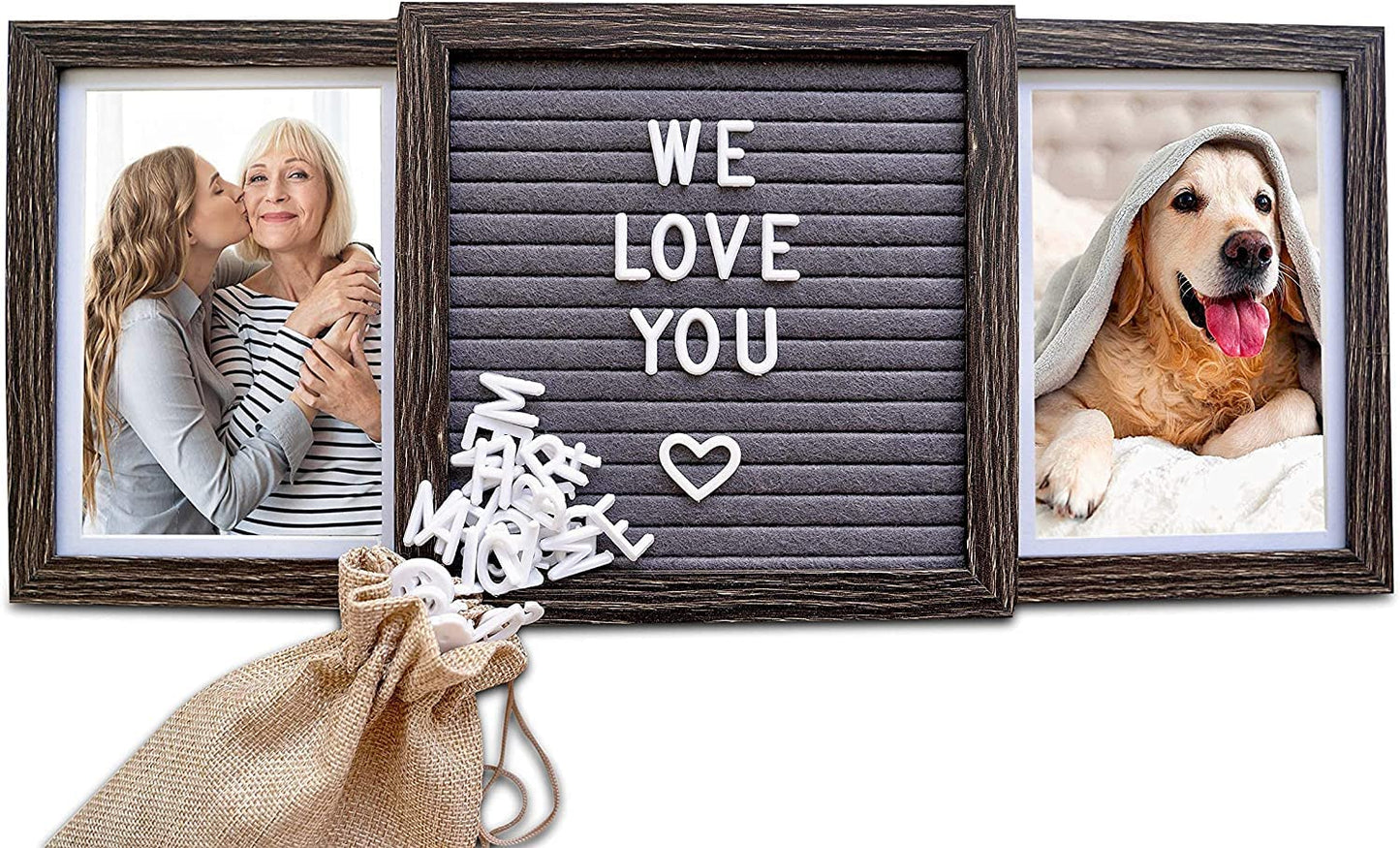 Oak letters Personalized Father’s Day Picture Frame for Dad or Grandpa – Custom Two Photo Frame with Letter Board – Thoughtful Gift from Kids, Daughter or Grandkids for Papa, Pops, or Poppy