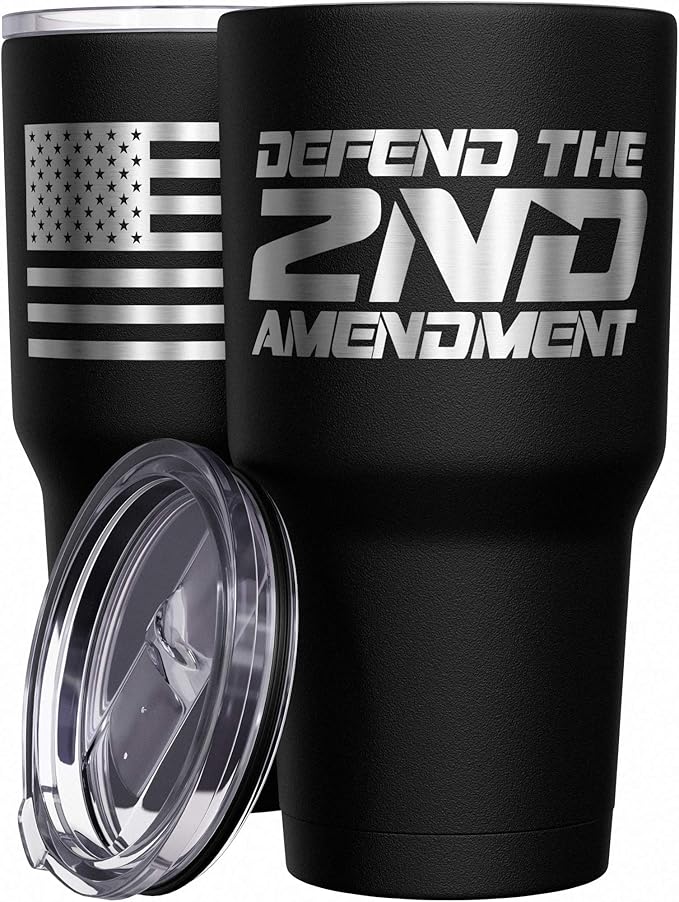 We The People Holsters - Defend The Second Amendment - Coffee Tumbler - American Flag Coffee Travel Mug - Engraved Tumbler...