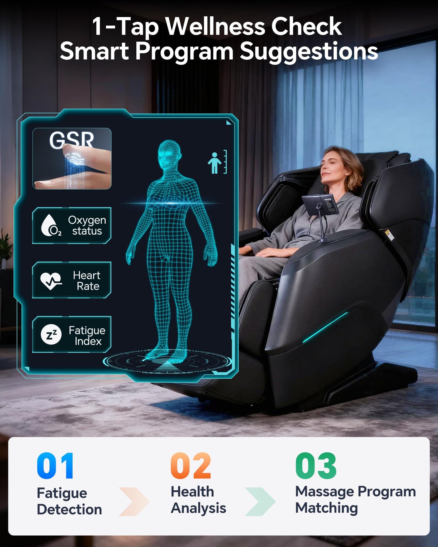 4D+3D Dual Mechanism Massage Chair Full Body, Zero Gravity Massage Chair Recliner with Segmented Dual SL Track, AI Fatigue Health Detection, 160° Flat Stretch, 8" HD Touchscreen & Voice Control, Black