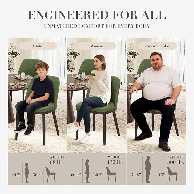 COLAMY Upholstered Dining Chairs Set of 4, Modern Kitchen Chairs with Back, Leather Side Dining Room Chairs with Wood Legs for Kitchen Dining Room Restaurant,Green