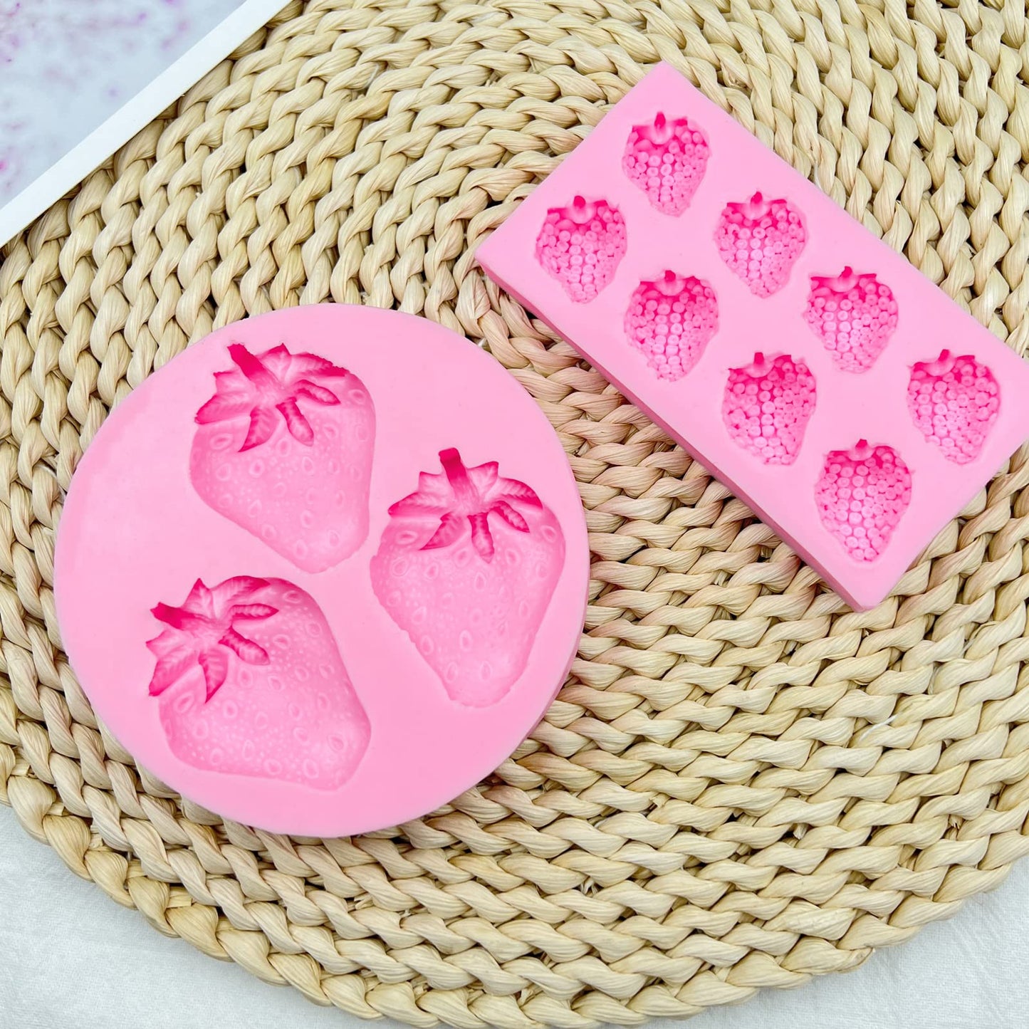 Strawberry Fondant Molds, Mini Fruit Chocolate Cake Decorating Silicone Molds for Baking Cupcakes, Mousses, Candies, Polymer Clay Craft Projects, Wedding Birthday Kitchen Accessories