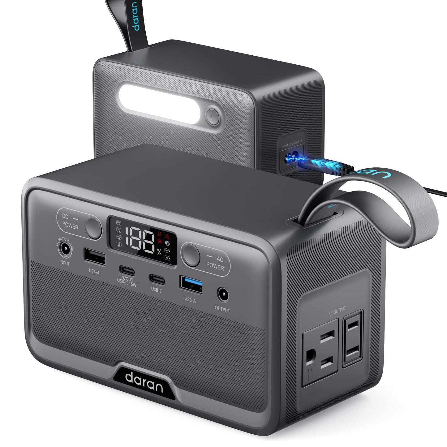 DaranEner R100(2025 New) Portable Power Station 89.6Wh 100W(200W Peak) Power Bank with AC Outlet, LiFePO4 Battery Fast Charging Small Generator for Laptop/Camping/Travel/Home/Emergency, TSA Approved