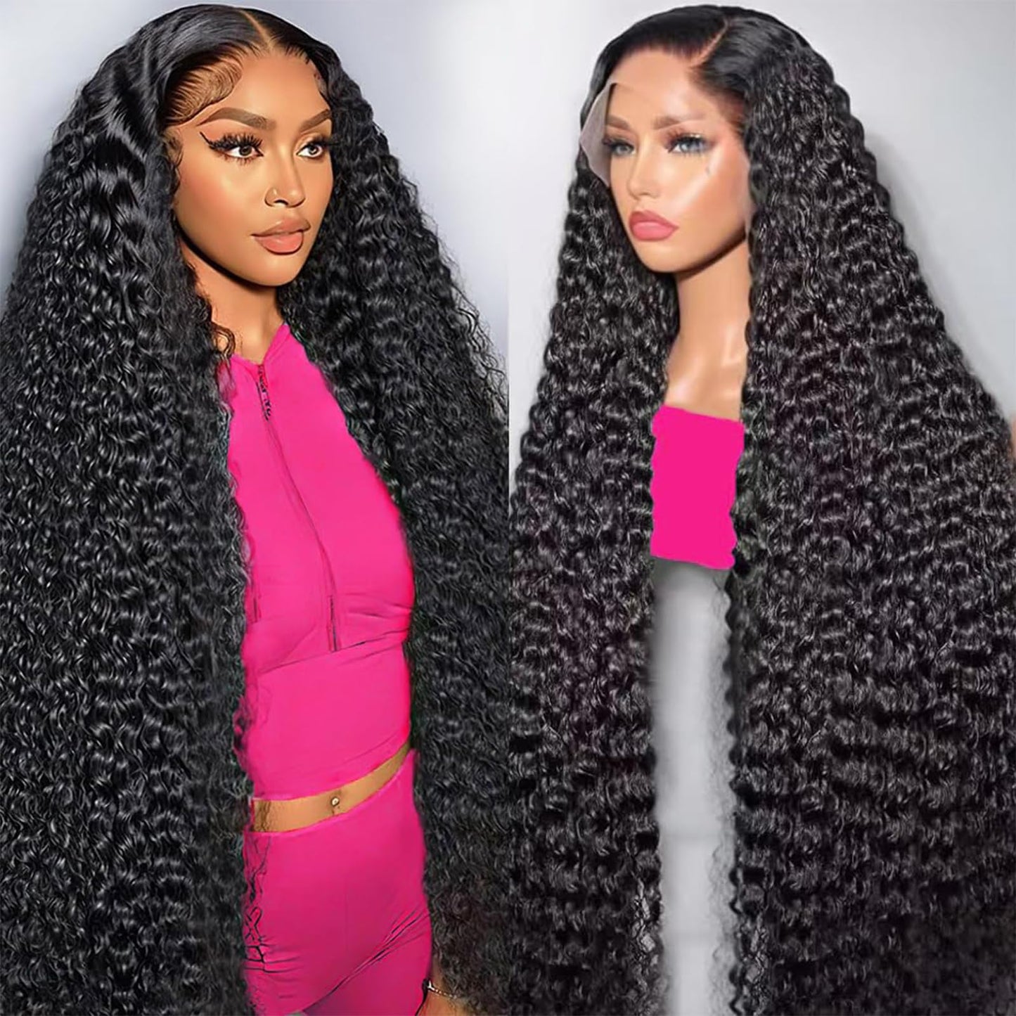 38 Inch Deep Wave Lace Front Wigs Human Hair 250 Density 13x6 HD Lace Frontal Wigs Human Hair Pre Plucked Deep Curly Glueless Wi