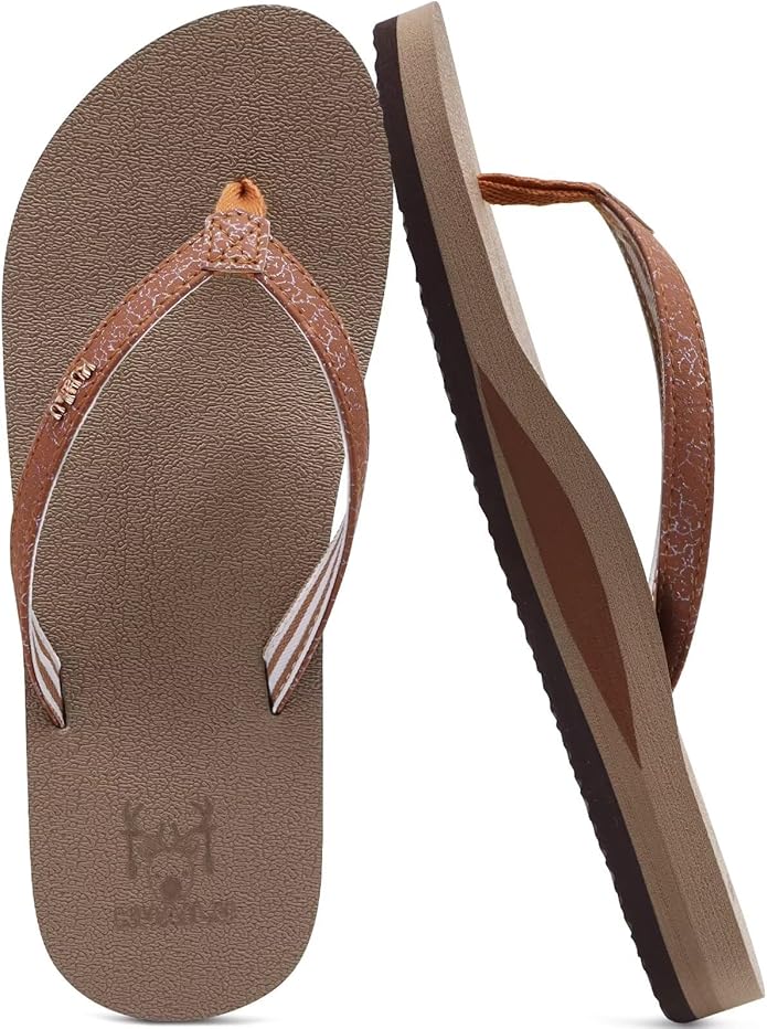 KUAILU Womens Arch Support Flip Flops Comfortable Yoga Mat Slip on Summer Beach Walking Thong Cushion Sandals