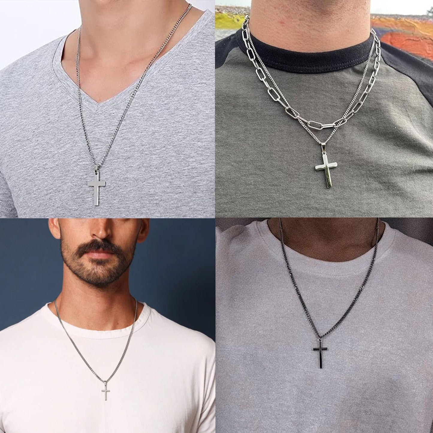 EPIRORA Cross Necklace Gifts for Boyfriend, Stainless Steel Cross Necklace Cuban Chain Pendant Necklace for Men Birthday Christmas Presents Best Boyfriend Gifts From Girlfriend