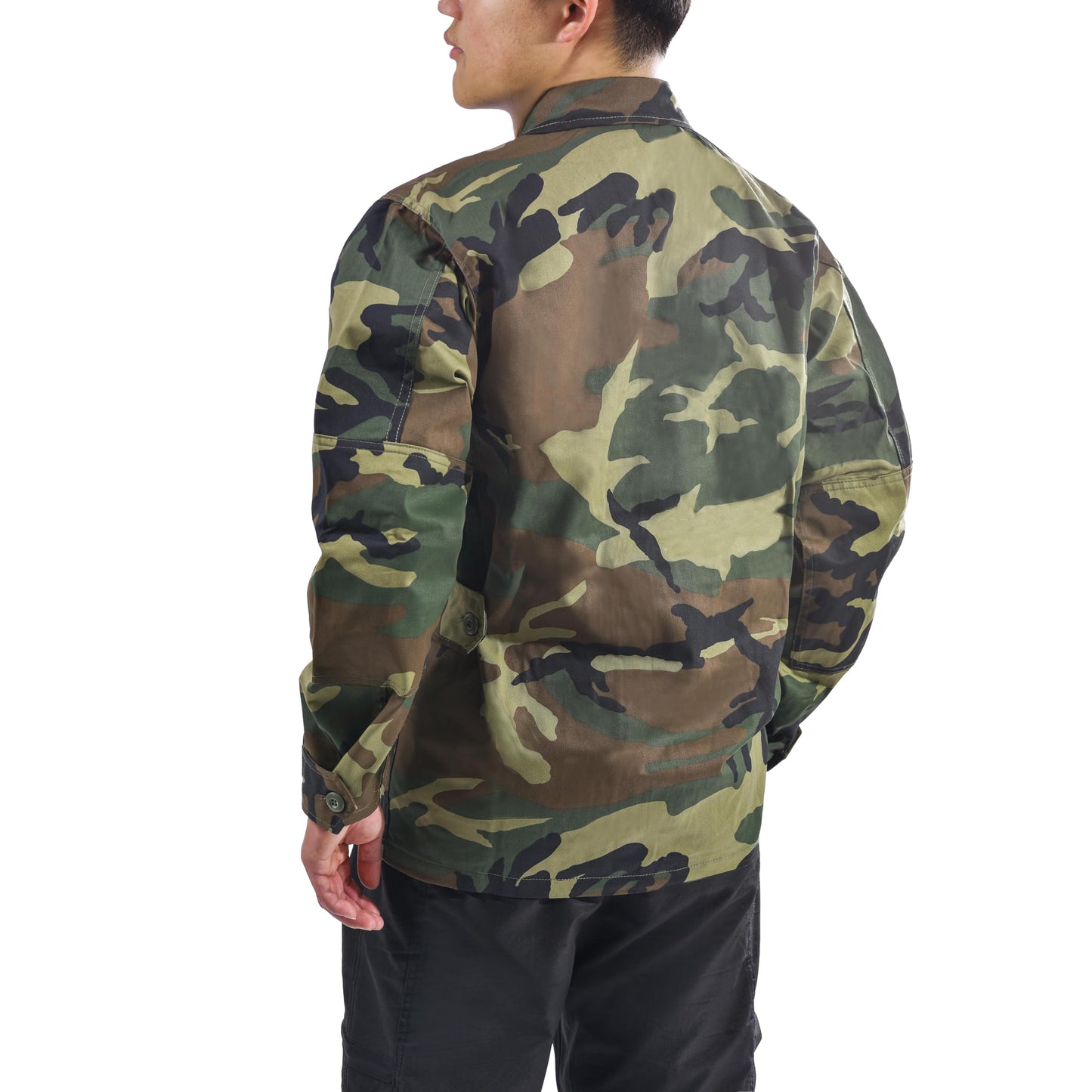 BACKBONE Mens Army Military Battle Dress Uniform BDU Shirt Camo Top Jacket (Woodland Camo,Size XL)