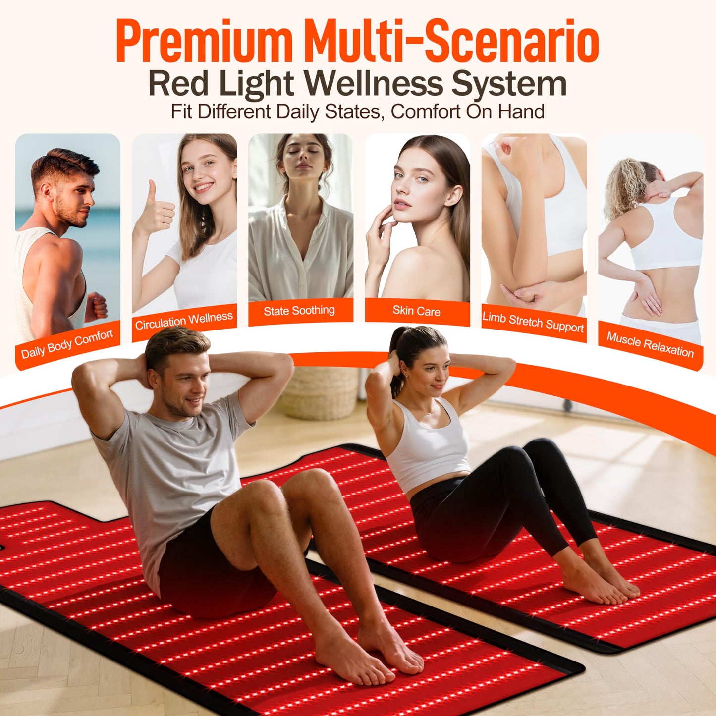 Red Light Therapy Mat for Full Body, 74.6"x33.3" Large Sleeping Bag Blanket, Infrared Light Pad, Soft Leather, Adjustable Timer, Ideal Home Gift for Men & Women Athletes, Seniors, Office Workers