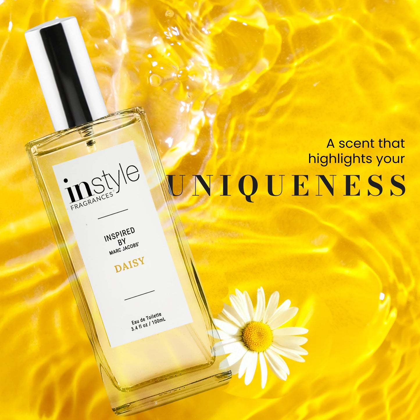 Instyle Fragrances, Inspired by Marc Jacobs' Daisy, Women’s Eau de Toilette, CLEAN, Vegan, Paraben-Free, Never Tested on Animals, 3.4 Fluid Ounces