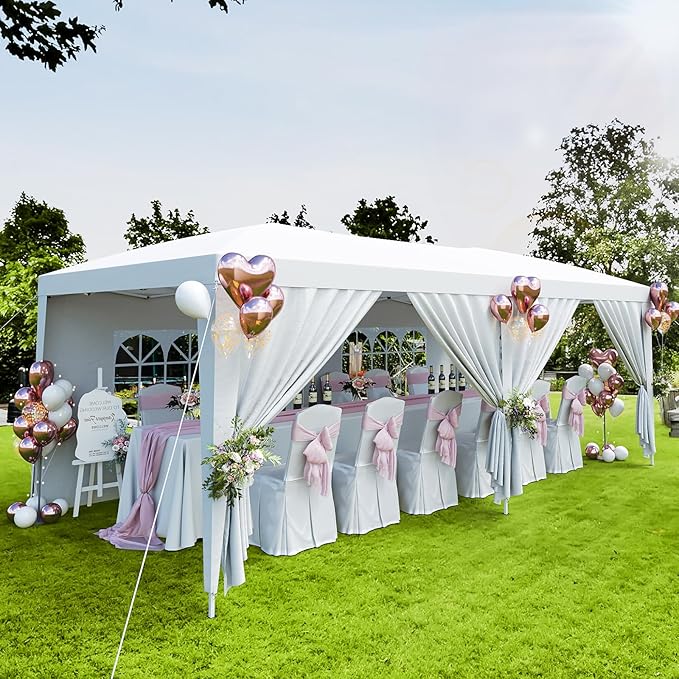 10X20FT Pop Up Canopy Tent with 6 Removable Sidewalls,UV Protection, Heavy Duty Pop Up Party for Parties Outdoor Garden Ga...