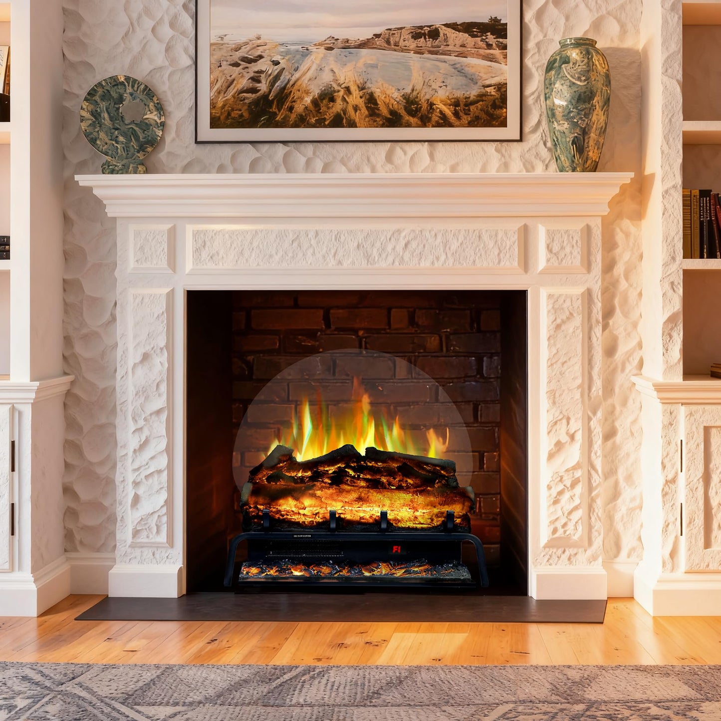Kentsky 24.5" WiFi Freestanding Electric Fireplace Log Set, Fireplace Insert Heater with 9H Timer, Thermostat, 6 Flame Colors, 5 Levels Brightness & Speeds, 750W/1500W, App & Remote Control