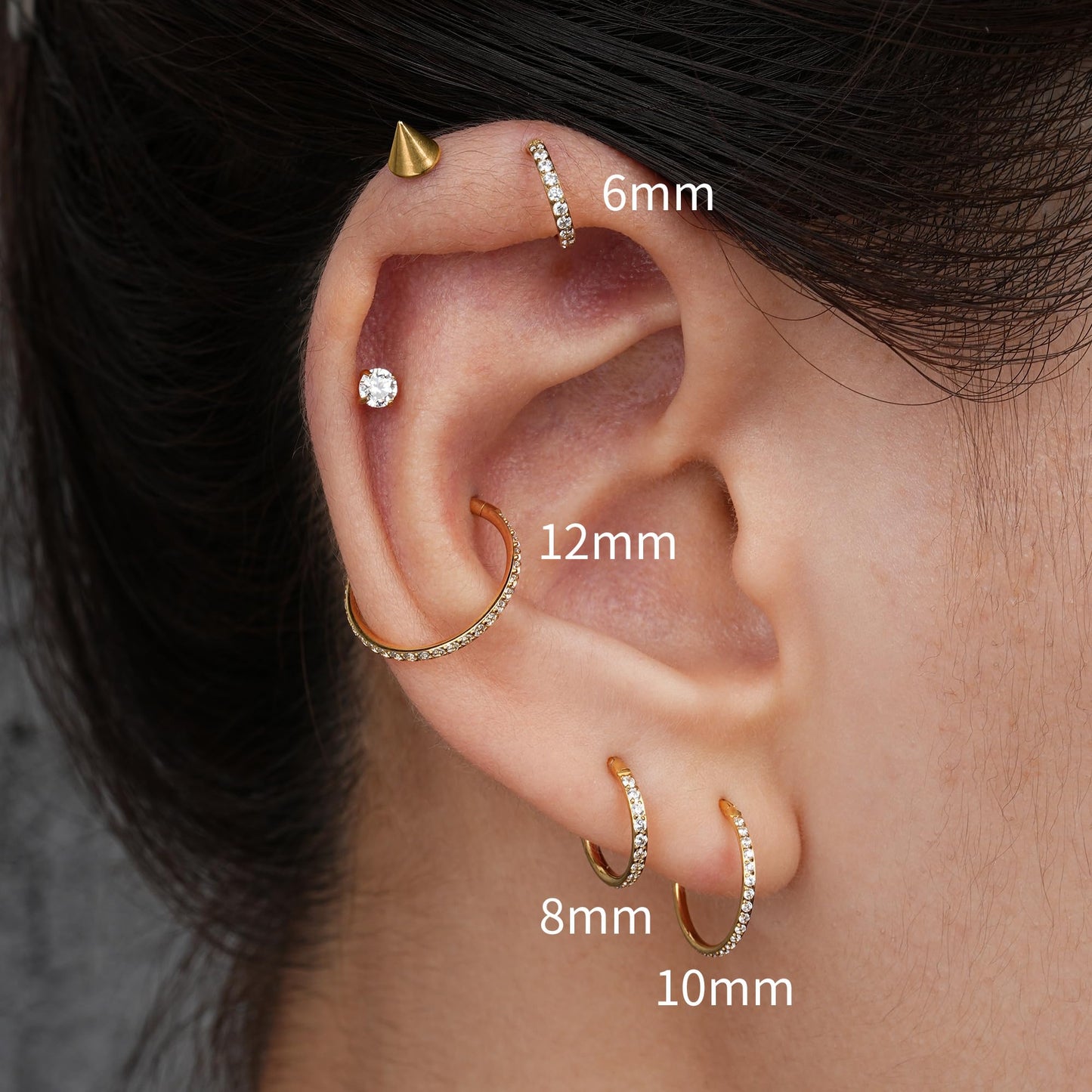 FINE4U 16G 10mm Conch Piercing Jewelry Hoop - ASTM F136 Titanium Hinged Conch Piercings Hoop Earrings, Clicker Cartilage Ring