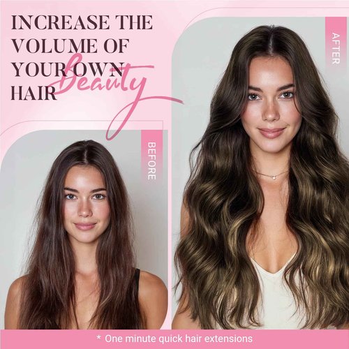 MAXITA Human Hair Clip in Extensions,120g 18 Inch 7pcs, Balayage Dark Brown Mixed Chestnut Brown Hair Extensions Clip in Human Hair Remy Hair Extensions Natural Straight Thick Hair