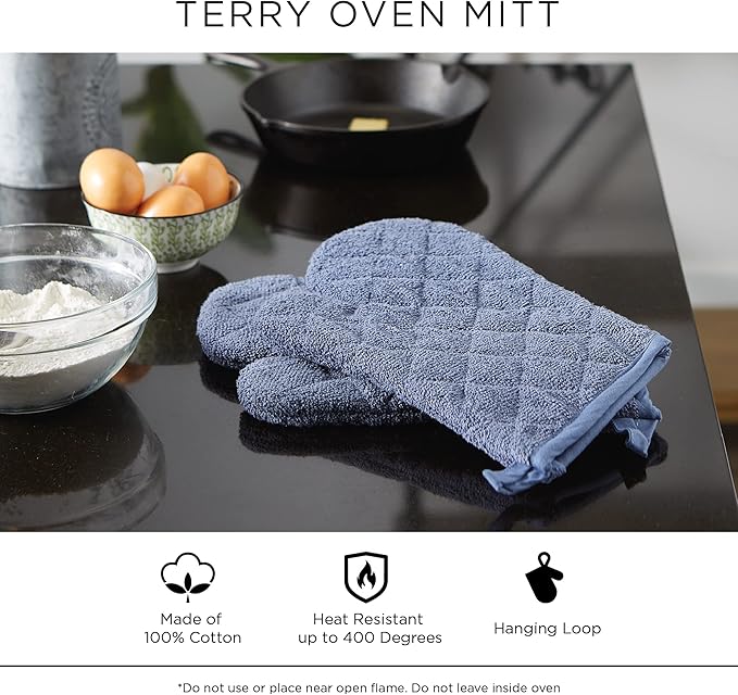 DII Basic Terry Collection 100% Cotton Quilted, Oven Mitt, Spice, 2 Piece