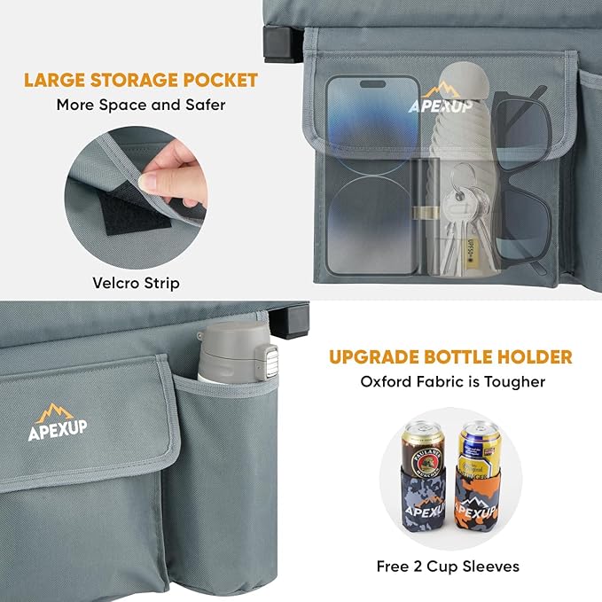 APEXUP Stadium Seats with Back Support, Portable Bleacher Seat with Large Pocket and Cup Holder, Wide Stadium Chair for Sports Events and Concerts