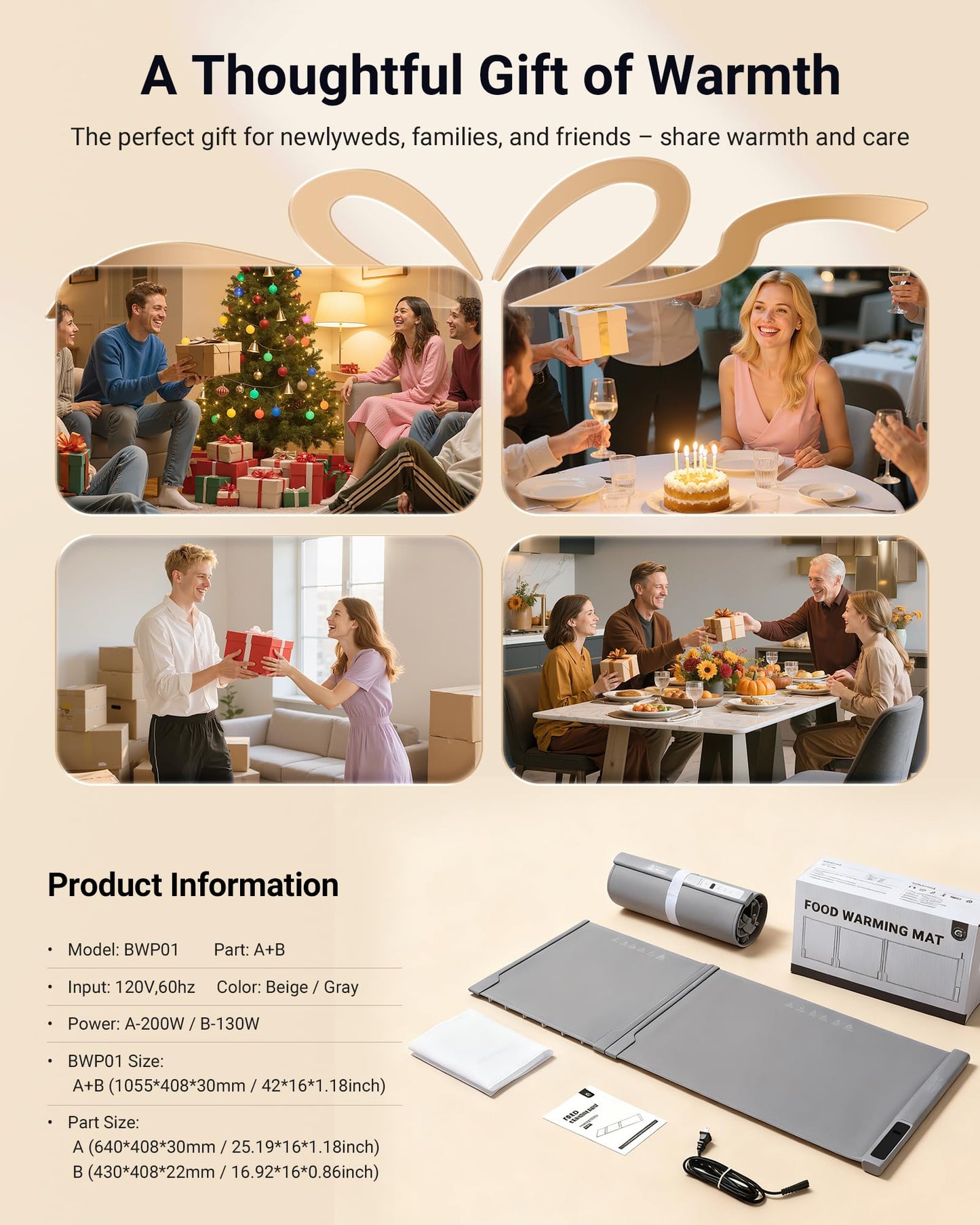 42"x16" Warming Mat for Food Extra Large, Extendable Food Warming Mat, Electric Warming Tray for Buffets Party with 7 Adjustable Temperature, 6 Timer, Silicone Food Warmer for Parties Home Countertop