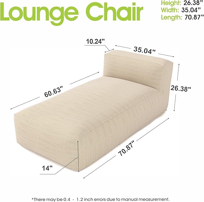 OPEAK Patio Furniture Chaise Lounge Chair Outdoor Reclining Chair Garden Pool Lounge Chairs for Outside Sunbathing Recliners Outdoor Bed Beach Chaise Lounge Chair Sunbed (Light Orange, 70'' Length)