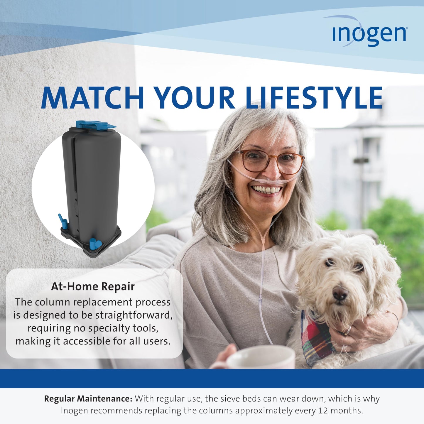 Inogen Replacement Column Pair – Inogen Rove 6/Inogen One G5 - Oxygen Accessories - Two Removable Metal Columns - 1.19 lb., 2.90 in. W x 3.04 in. L x 6.55 in. H