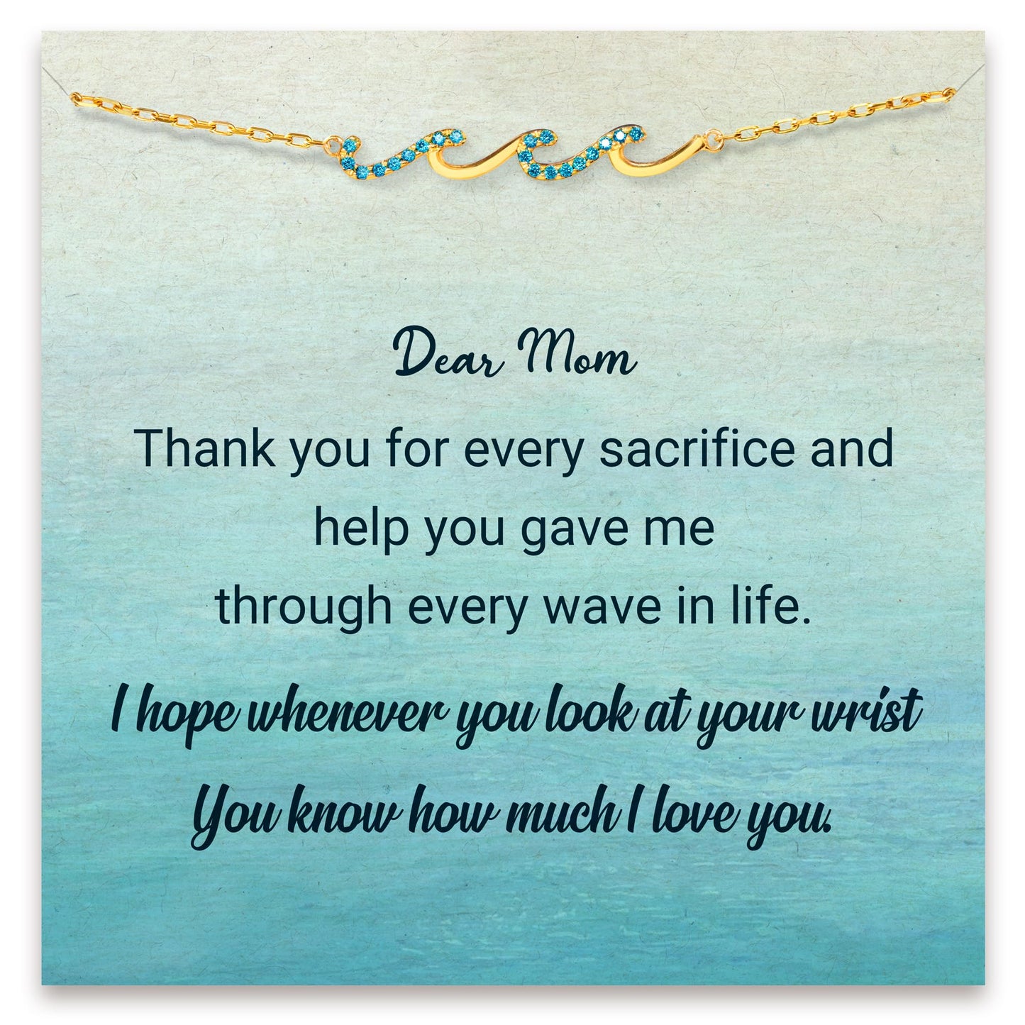 STORYJEWELLERY Mom Bracelet, Mom Gifts, Mom Jewelry, Birthday Gifts for Moms, Wave Bracelet for Women