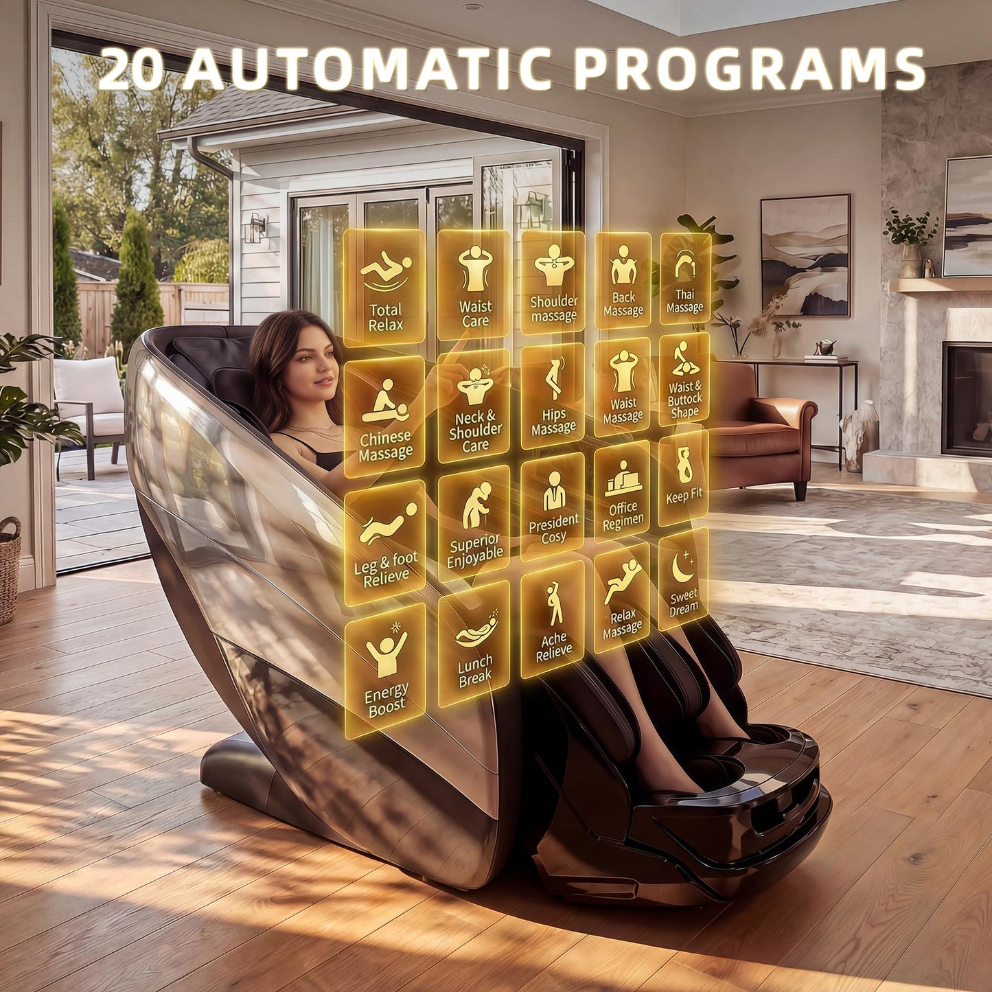 Reexinfty 4D Massage Chair Zero Gravity Full Body SL Rail Massage Chair with 20 Auto Programs Built-in Aroma System (Black)
