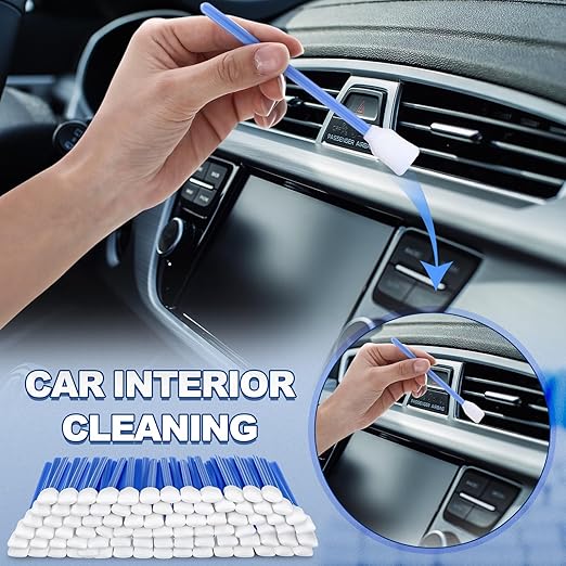 Dunzy 300 Pcs Foam Cleaning Swab Stick 5.12" Blue Square Rectangle Sponge Tip Swabs for Solvent Format Inkjet Printer Optical Equipment