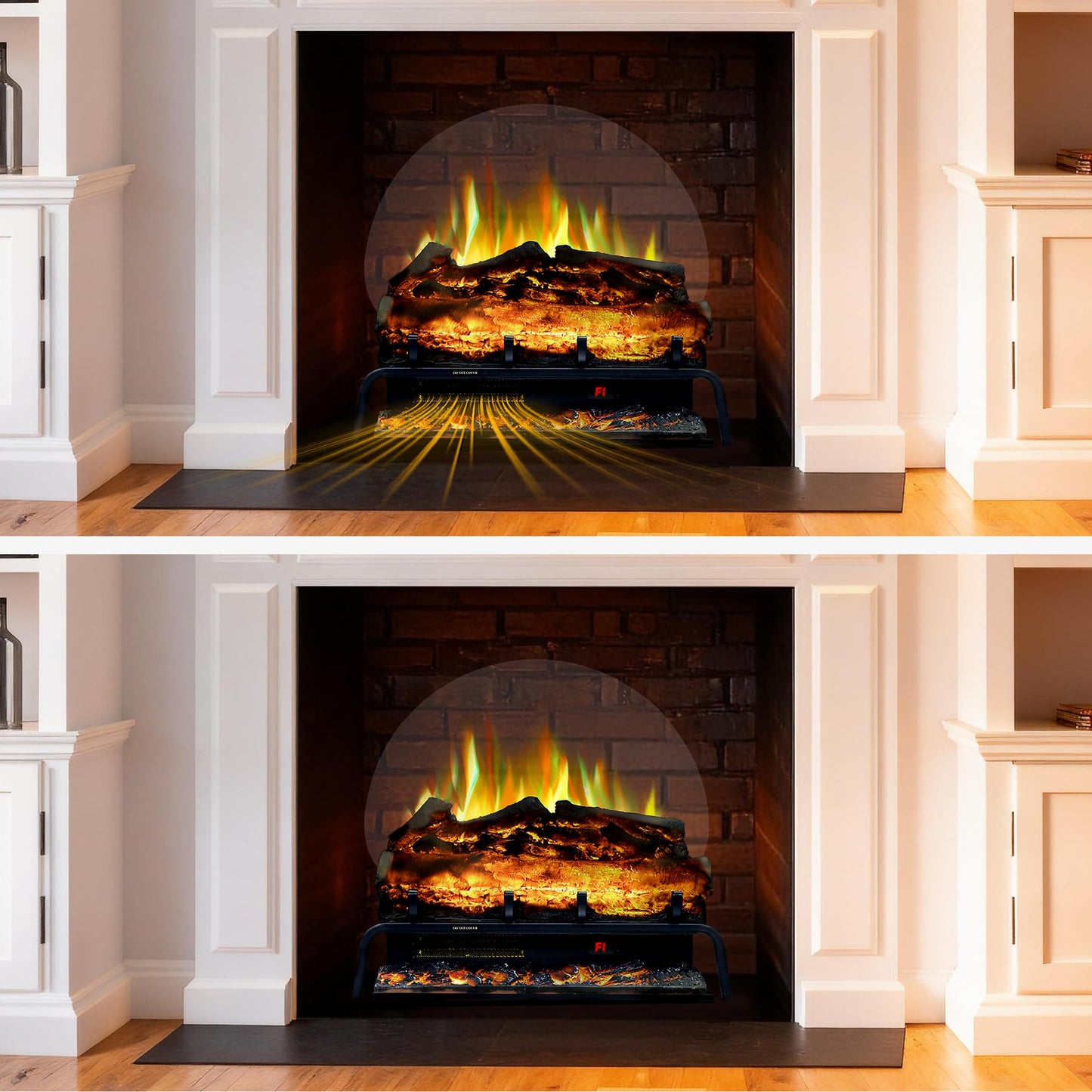 Kentsky 24.5" WiFi Freestanding Electric Fireplace Log Set, Fireplace Insert Heater with 9H Timer, Thermostat, 6 Flame Colors, 5 Levels Brightness & Speeds, 750W/1500W, App & Remote Control