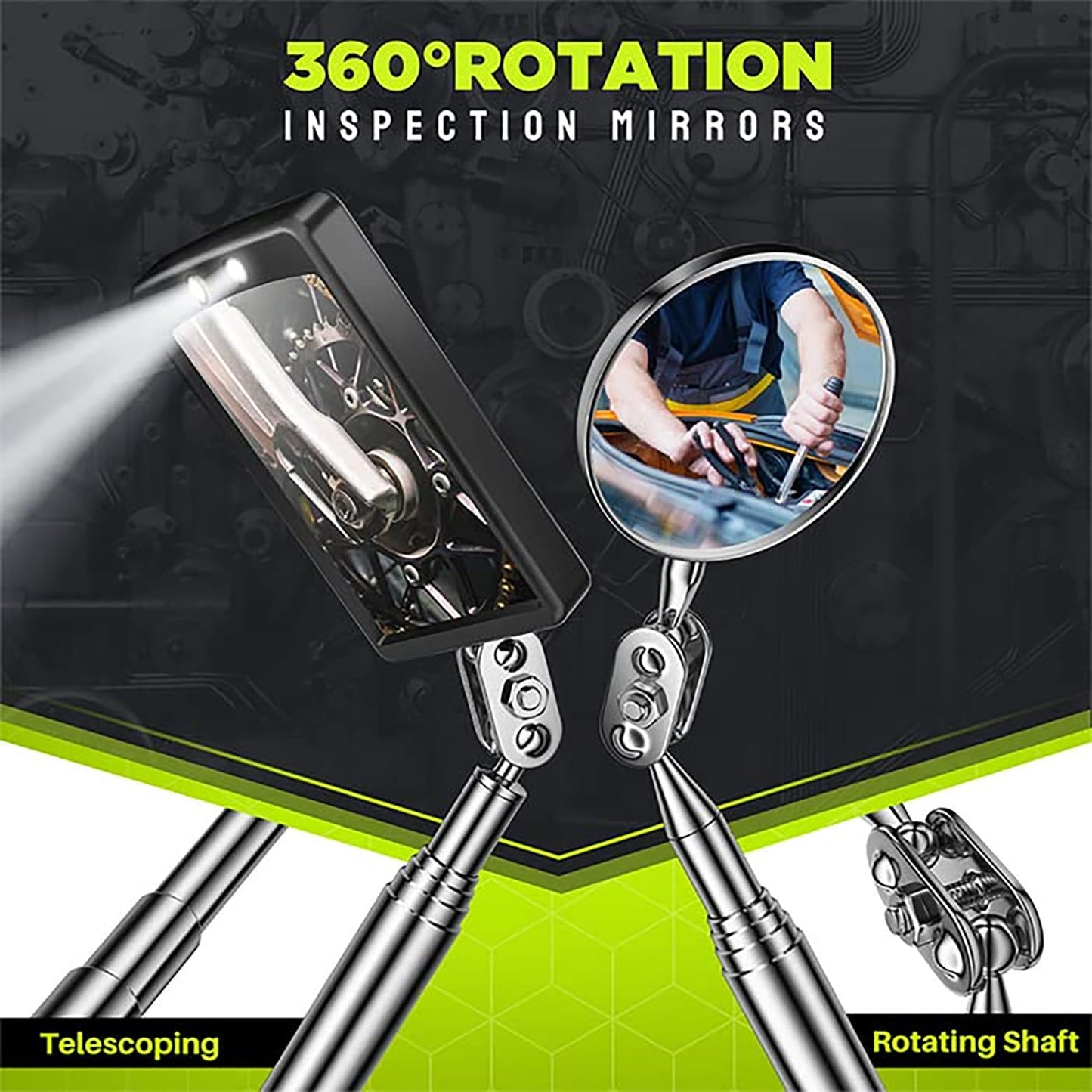 Telescoping Magnetic Pickup Tool Set, Inspection Mirror Telescoping, LED Flashlight, Cool Gadgets for Men, Valentine’s Day Gifts for Him, Husband, Boyfriend, Magnet Stick, Magnet Stick (Yellow)