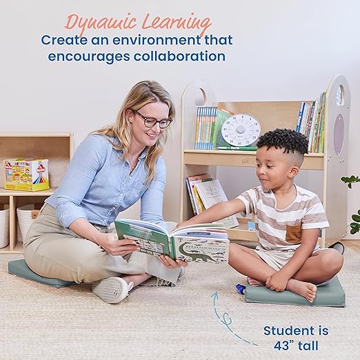 ECR4Kids SoftZone Floor Cushions, Square, Flexible Seating, Grey, 6-Piece