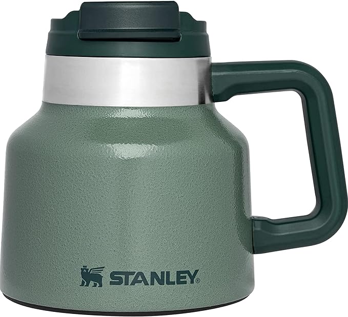 STANLEY Tough-To-Tip Admiral's Mug 20 oz | Twist-on Flip Open Lid | Wide Body with Non-Skid Rubber Base | Insulated Stainl...