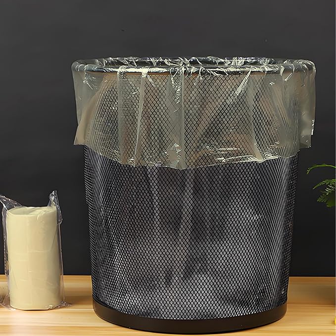 100Pcs Small Trash Bags 18x22in Strong Plastic Gold Trash Bags Resistant to Tearing Disposable for Office Bedroom Kitchen Restaurant