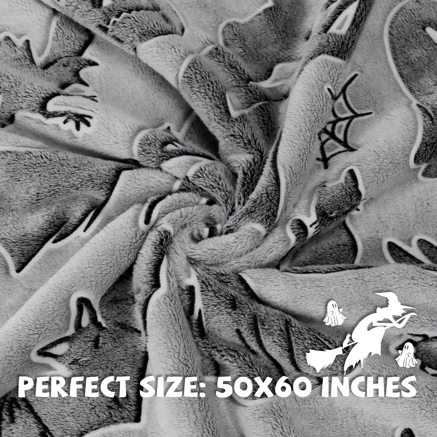 REXEO Throw Blanket Kids Soft Fleece Blankets Black Cat Halloween Throw Blanket 50"×60"