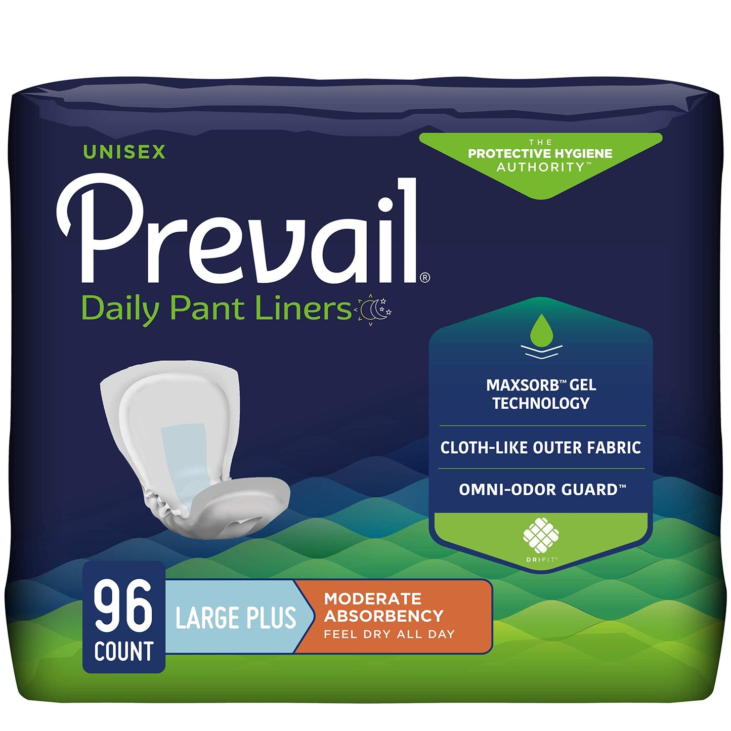 Prevail Pant Liners - LARGE PLUS Elastic Leg Gathers - 13 X 28 inches! Case of 96 Pads (165-8343)