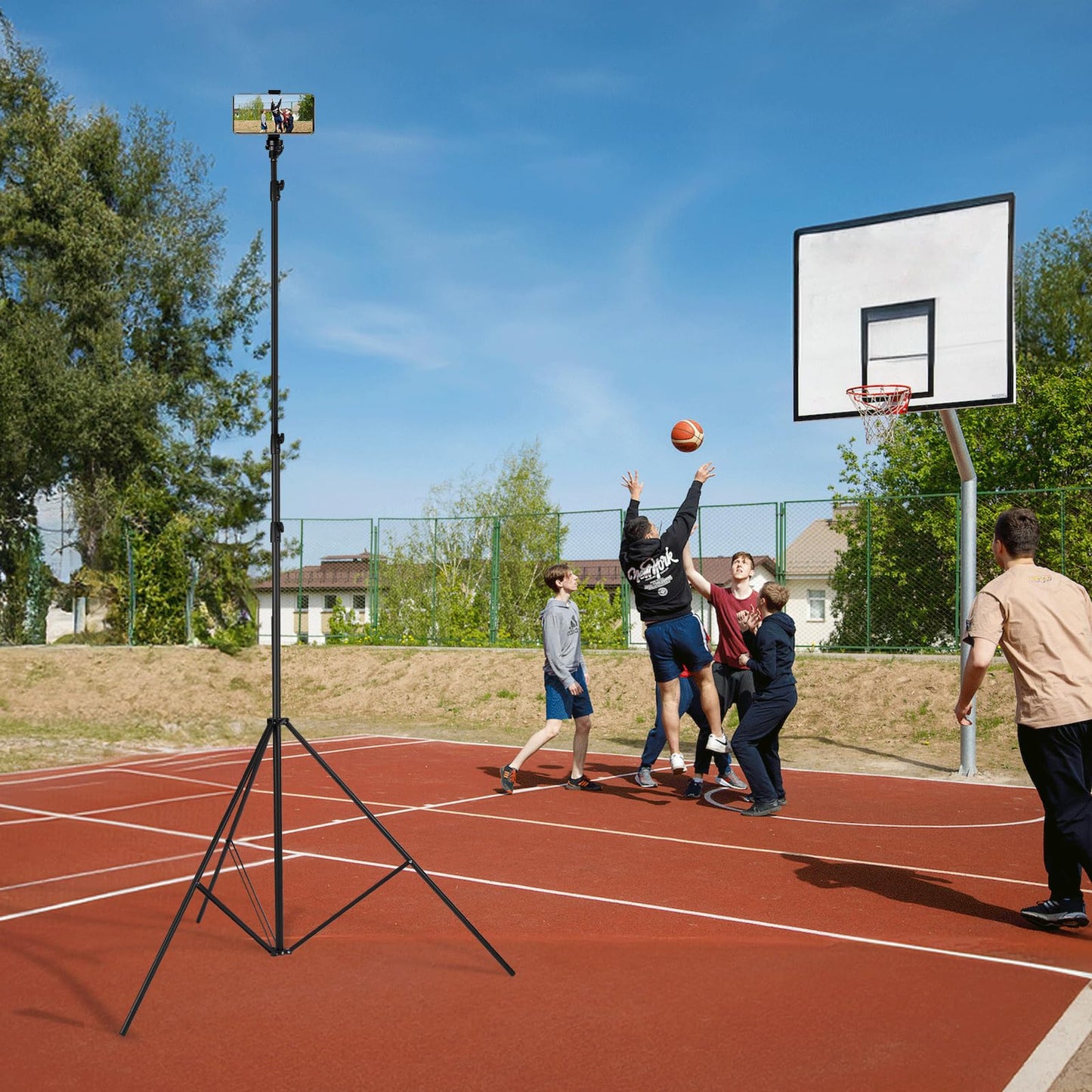 20FT Heavy Duty Aluminum Tripod Stand, 1/4" & 3/8" Screw Adapter, Tall Camera & Light Stand for Sports Camera, Outdoor Video Shooting & Photography
