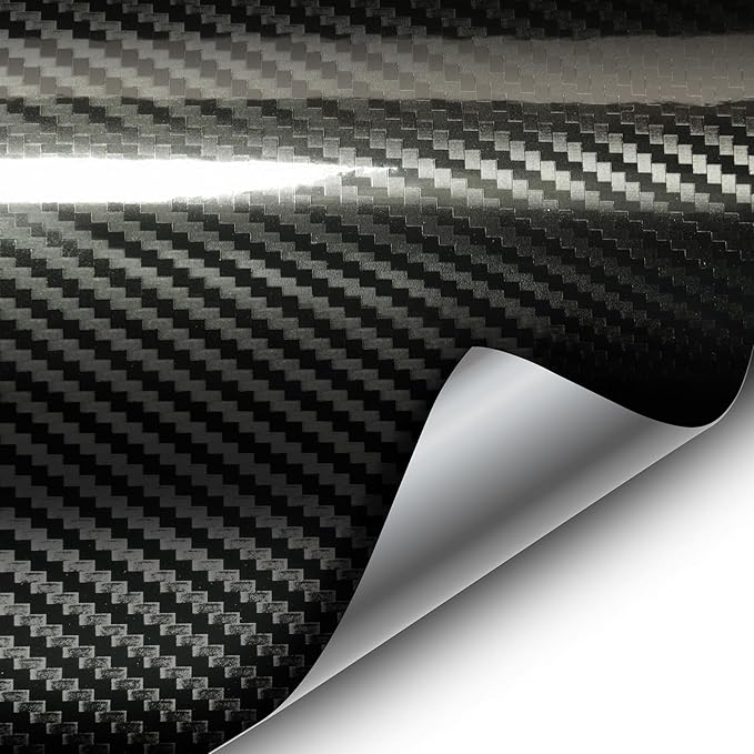 VVIVID Epoxy High Gloss Black Carbon Vinyl Automotive Wrap Film DIY Easy to Install No Mess (1.5ft x 5ft)